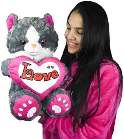 Oso de Peluche 45cm Regalo para Dia de los Enamorados con un corazón con Mensaje Love sensación de Felpa Muy Suave Regalo para el Dia de los enamorados