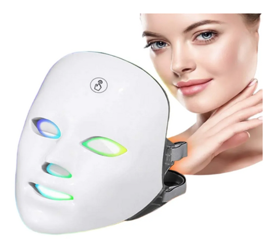 Terapia de Luz de Máscara Facial LED - Máquina de Estiramiento de la Piel Coreana de 7 Colores - Tratamiento de Cara y Cuello - Dispositivo de Belleza de Luz Azul y Roja para Rejuvenecimiento