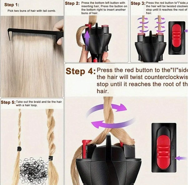 Herramienta de Trenza del Pelo de Giro rápido electrónico Máquina automática del Trenzado del Pelo Fabricante de la Trenza DIY Herramientas mágicas del Estilo del Pelo