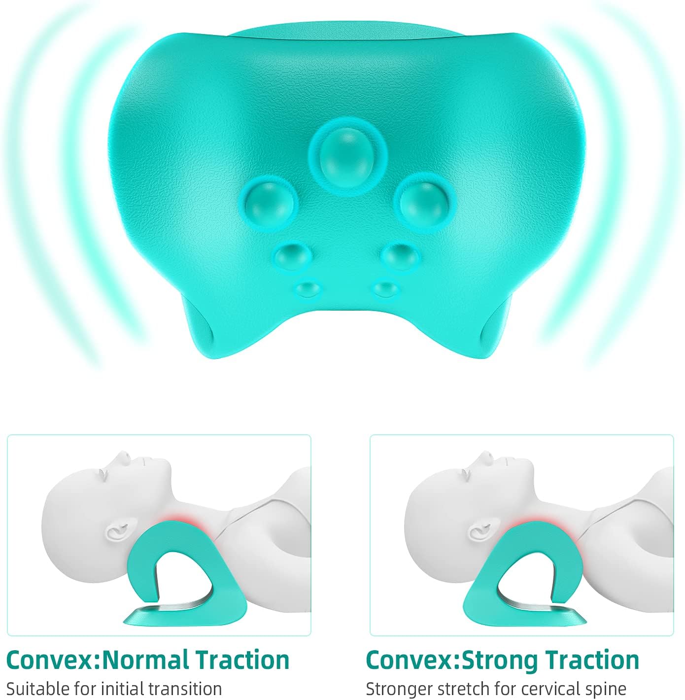 Almohada de tracción quiropráctica Relajador de Cuello y Hombros, Dispositivo de Tracción Cervical Portátil, Camilla de Cuello, Salida para Corrector de Postura de Cuello para Alivio del Dolor de TMJ