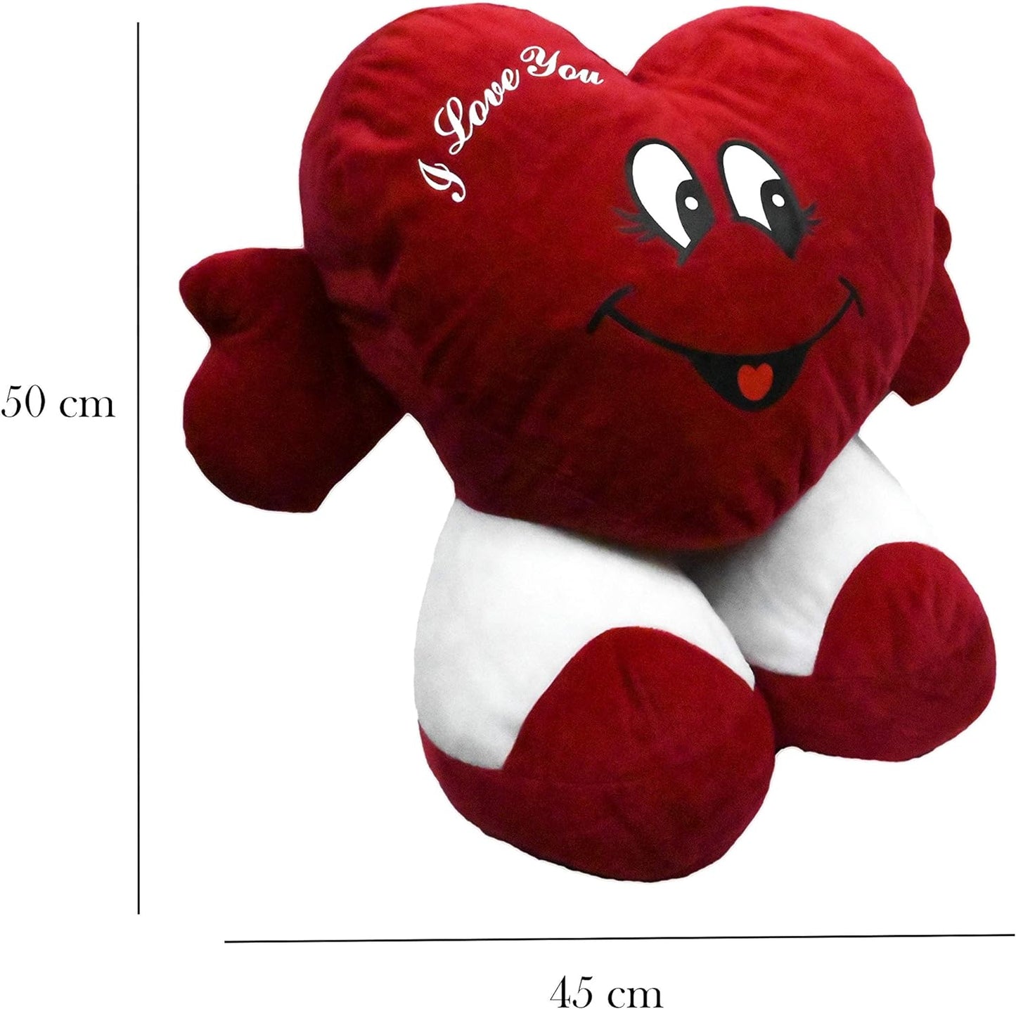 Peluche Corazon Dia de los Enamorados Toys Corazón de Peluche con pies. Regalo para el Dia de los Enamorados te Quiero. de Altura Tiene un Mensaje de 'I Love You'