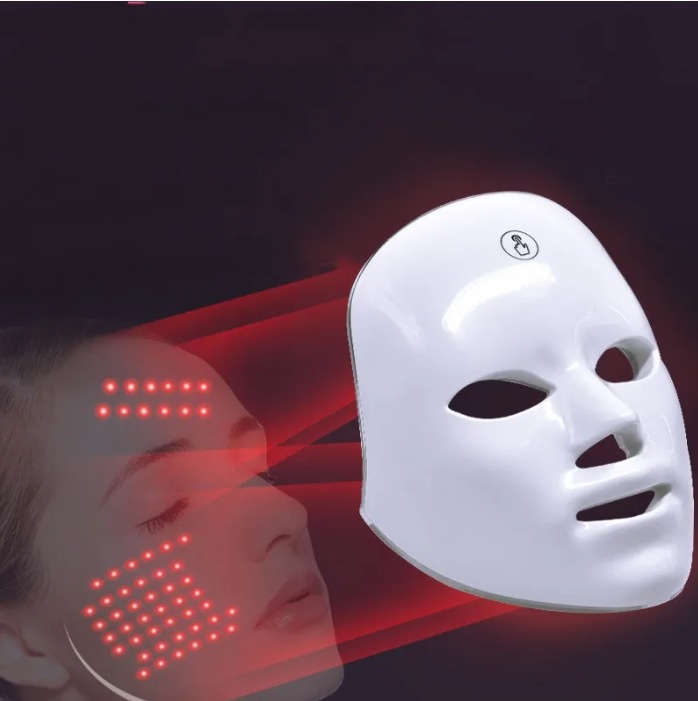 Terapia de Luz de Máscara Facial LED - Máquina de Estiramiento de la Piel Coreana de 7 Colores - Tratamiento de Cara y Cuello - Dispositivo de Belleza de Luz Azul y Roja para Rejuvenecimiento