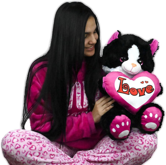 Oso de Peluche 45cm Regalo para Dia de los Enamorados con un corazón con Mensaje Love sensación de Felpa Muy Suave Regalo para el Dia de los enamorados