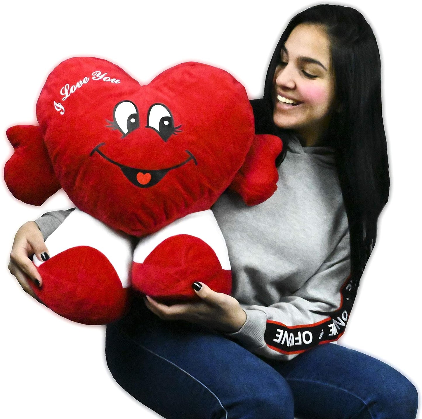 Peluche Corazon Dia de los Enamorados Toys Corazón de Peluche con pies. Regalo para el Dia de los Enamorados te Quiero. de Altura Tiene un Mensaje de 'I Love You'