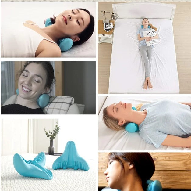 Almohada masaje pillow de tracción quiropráctica para relajar el cuello y los hombros, estiramiento de cuello, almohada para el alivio del dolor cervical y el alineamiento de la columna vertebral